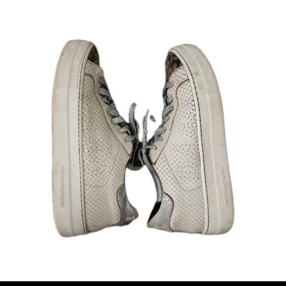 P448  Womens Thea Python Roccia White Leather Snake Print Designer Sneakers 38 - Picture 6 of 15